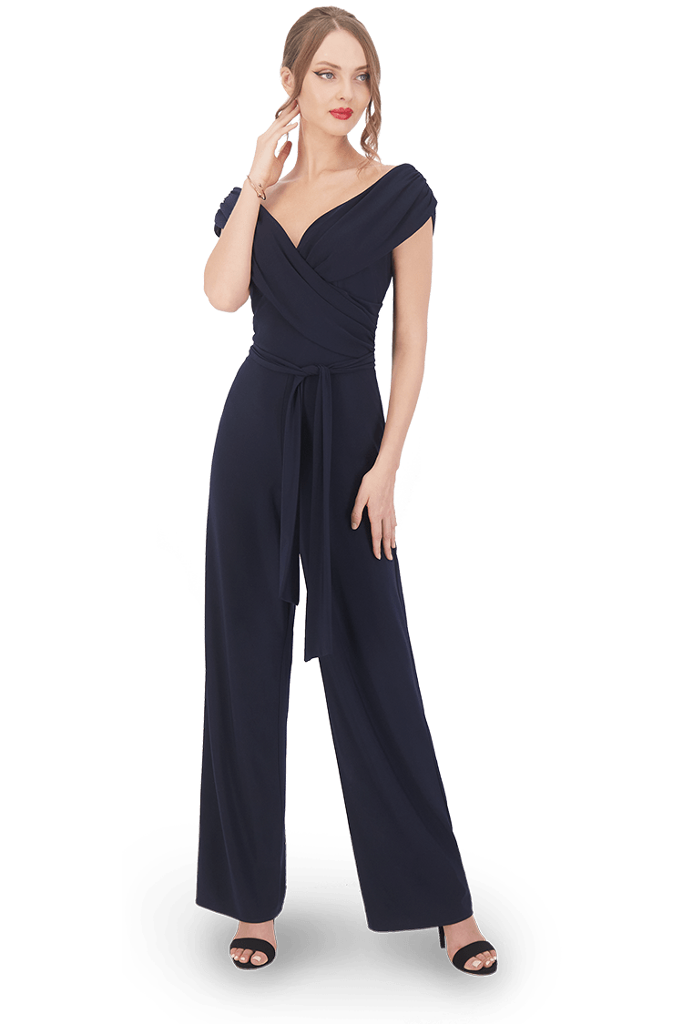 Jumpsuit largo off shoulders con pantalon recto