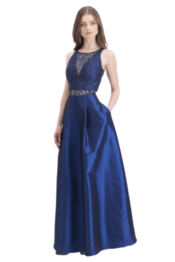 Vestido Largo Fiesta Noche Con Transparencias - Marino, 6