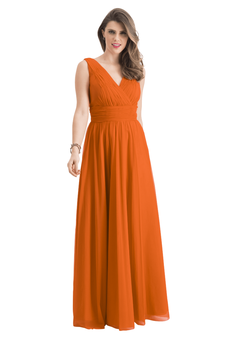 Vestido largo mesh con fajilla y talle drapeado - Image 9