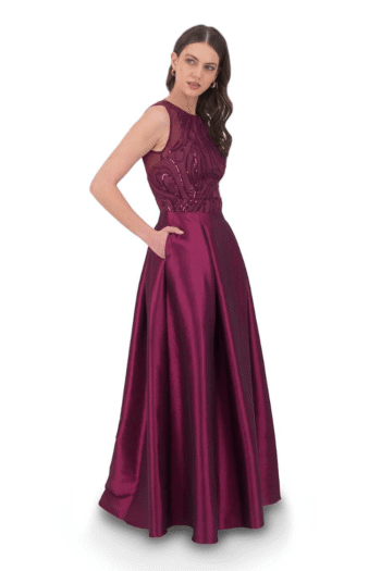 Vestido largo de falda con tablones