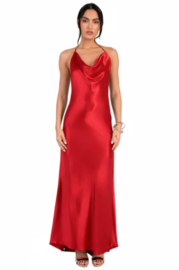 Vestido largo corte sirena halter