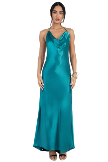 Vestido largo corte sirena halter
