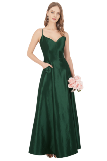 Vestido largo corte princesa con bolsillos