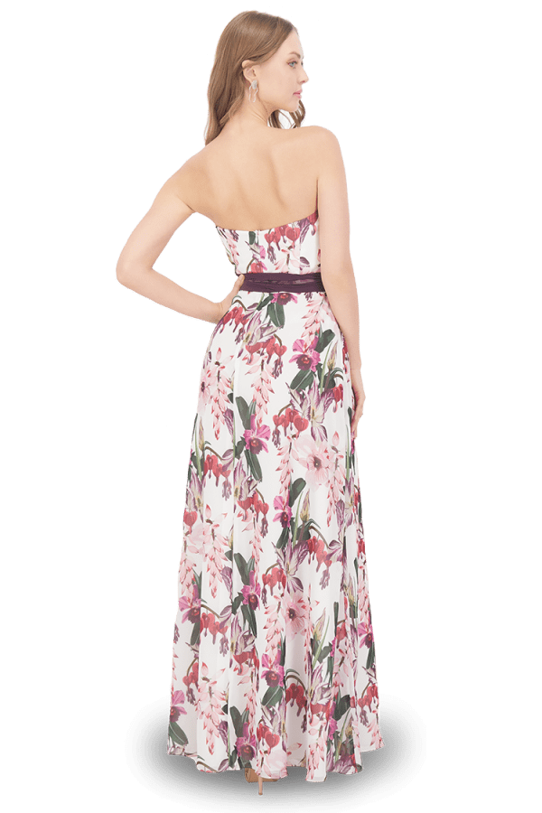 Vestido maxi de chiffon con tirantes planos y lazo con abertura frontal Narciso Tallas Grandes main image 0