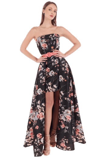 vestido-cocktail-estampado-corto-sobrefalda-larga-strapless-solapa-massima