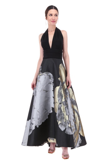 Vestido largo halter de falda línea A