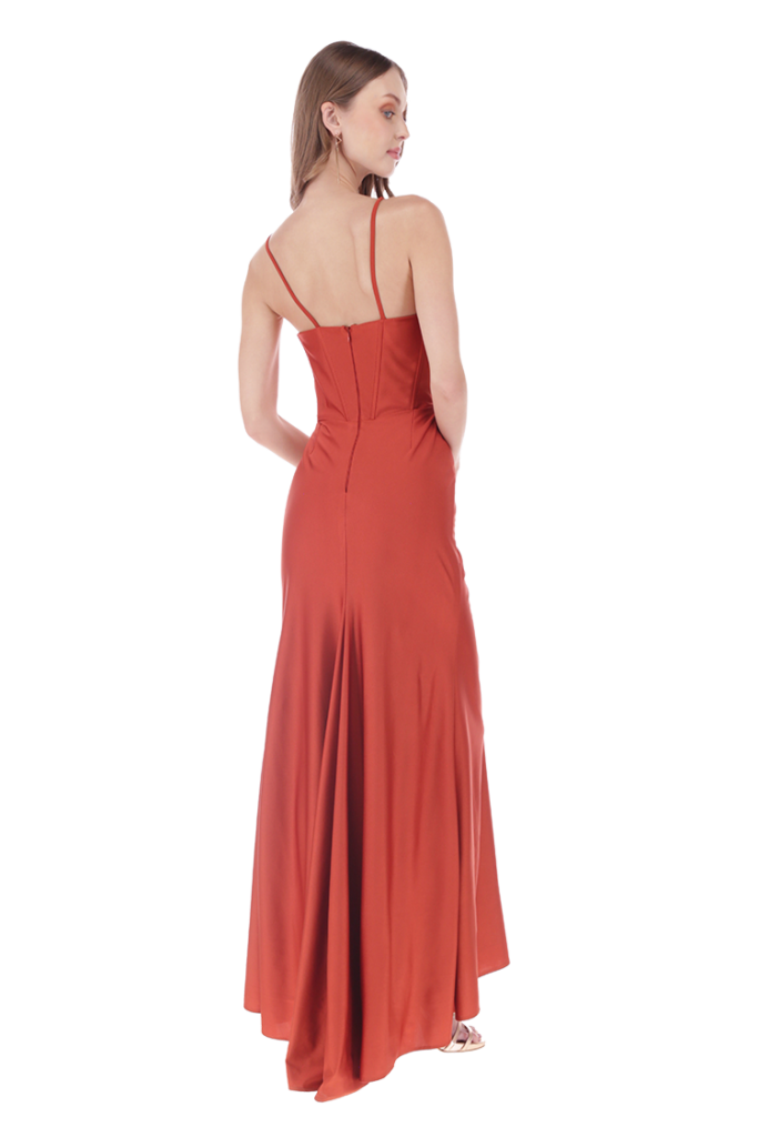 Vestido largo de chiffon sencillo con escote en forma de muesca Regencia Tallas Grandes main image 1