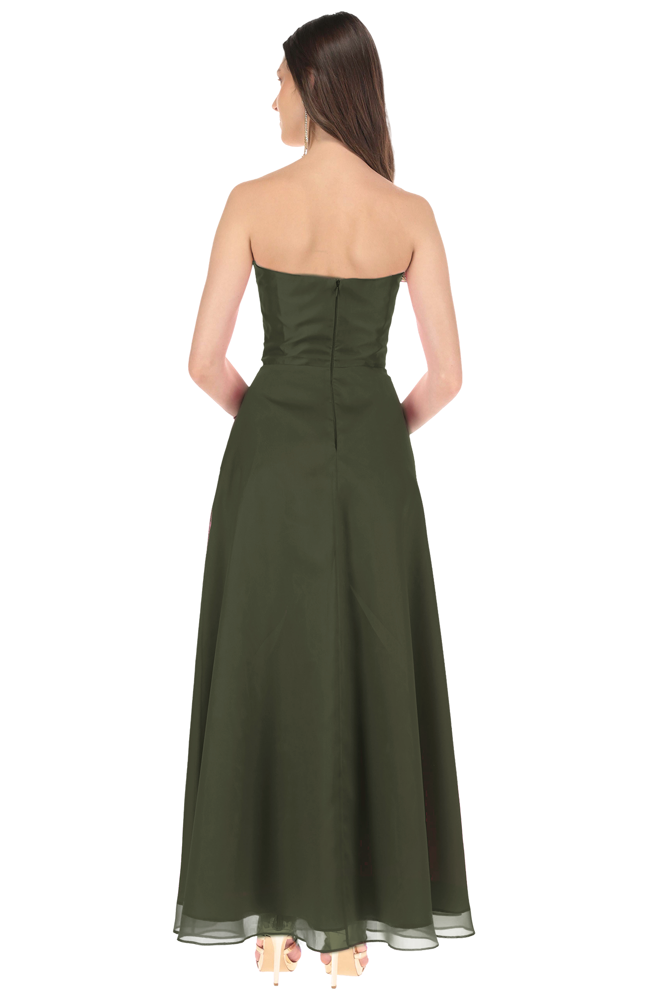 Vestido Dama de Honor Strapless con Olanes - Imagen 2