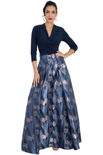 Vestido Largo de Gala con Escote Cruzado