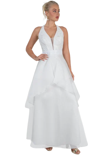 Vestido de Novia Escote Halter Falda de Capas