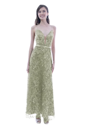 Vestido de gala largo, Vestido largo escote y falda línea A