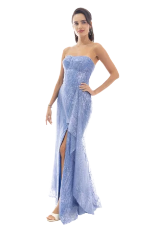 Vestido de gala largo escote corazón, falda sirena