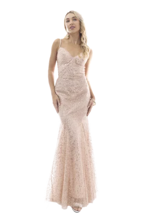 Vestido largo corte sirena con talle corset