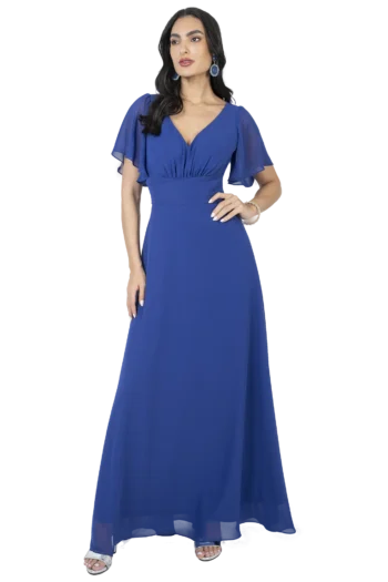 Vestido Largo en Shiffon con Mangas Campana