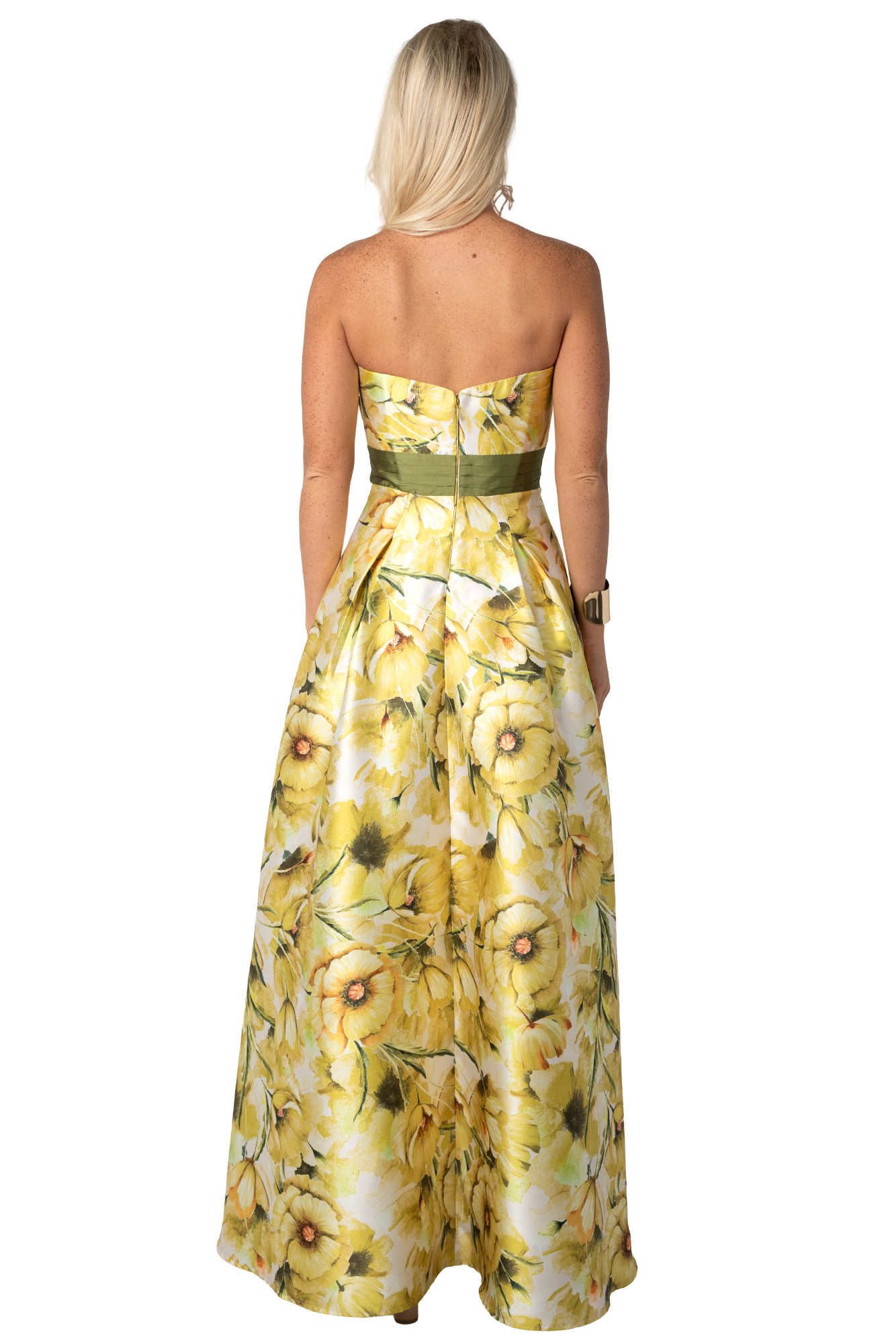 Vestido Largo Escote Strapless Silueta Línea A - Estampado Floral - Image 3