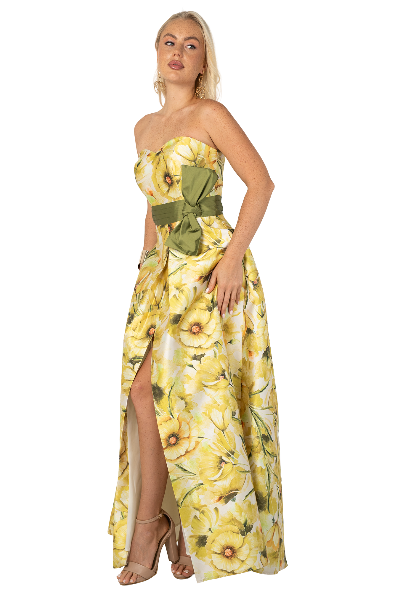 Vestido Largo Escote Strapless Silueta Línea A - Estampado Floral - Image 2