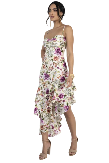 Vestido de Cocktail Asimétrico – Estampado