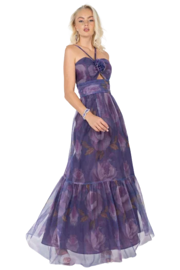 Vestido Cocktail Estampado Escote Halter