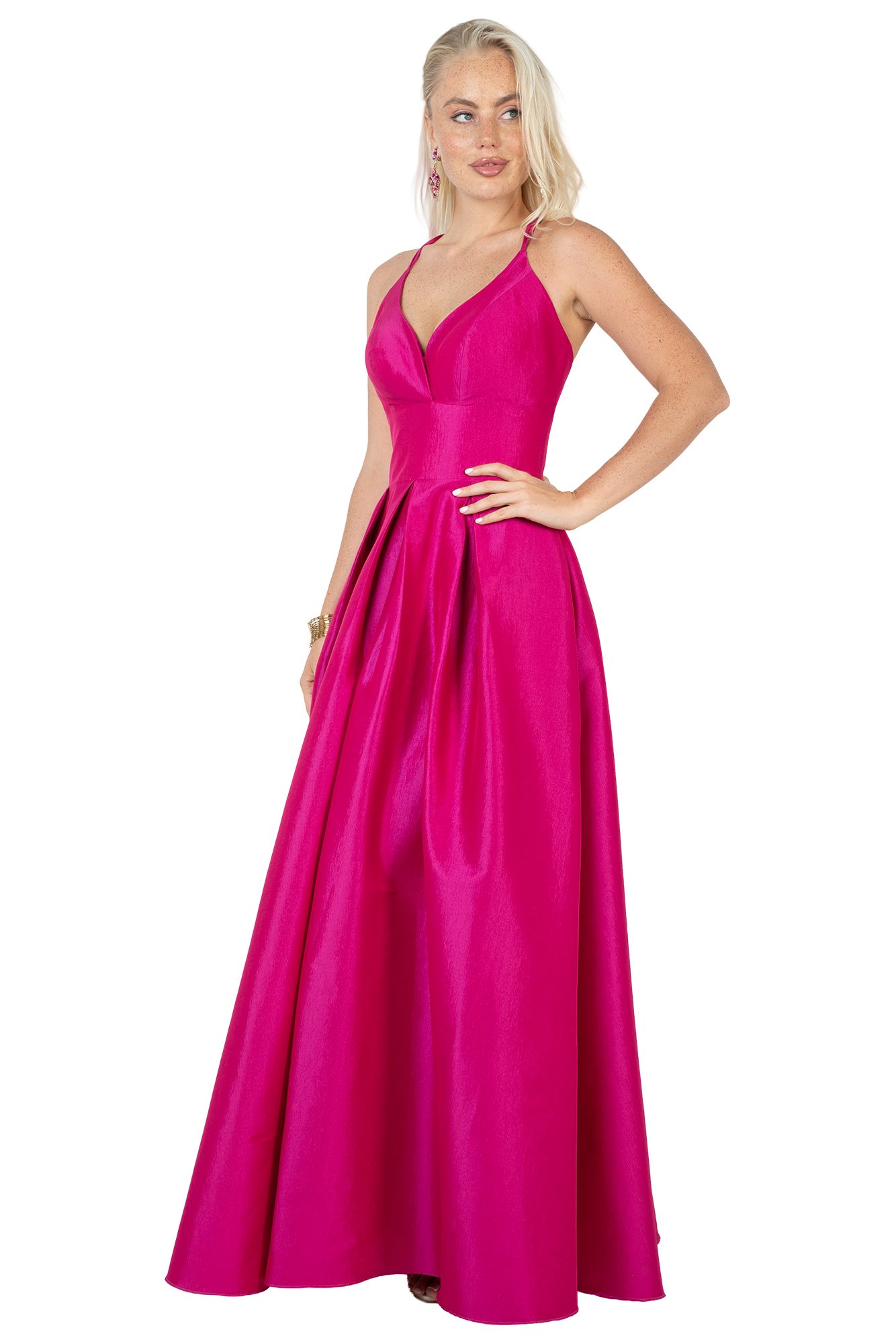 Maxi Vestido Dama de Honor Escote Cisne