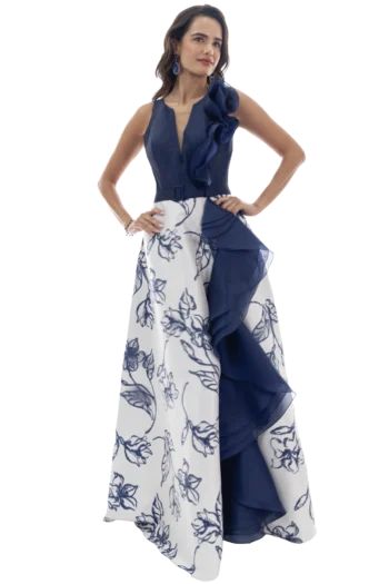 Vestido Largo de Fiesta en Tafeta Stretch