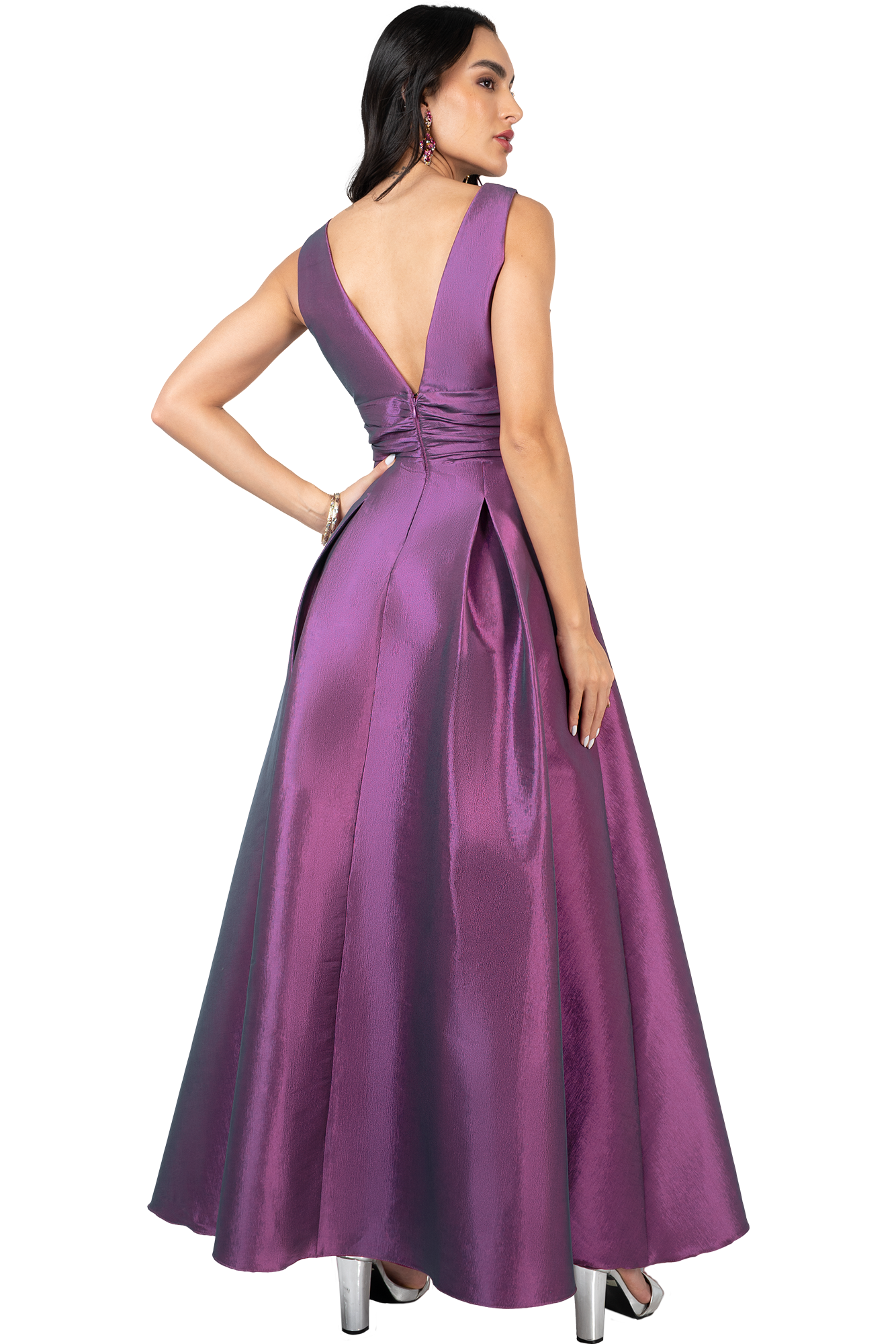 Vestido de Gala en Tafeta Strech con Bolsas - Image 2