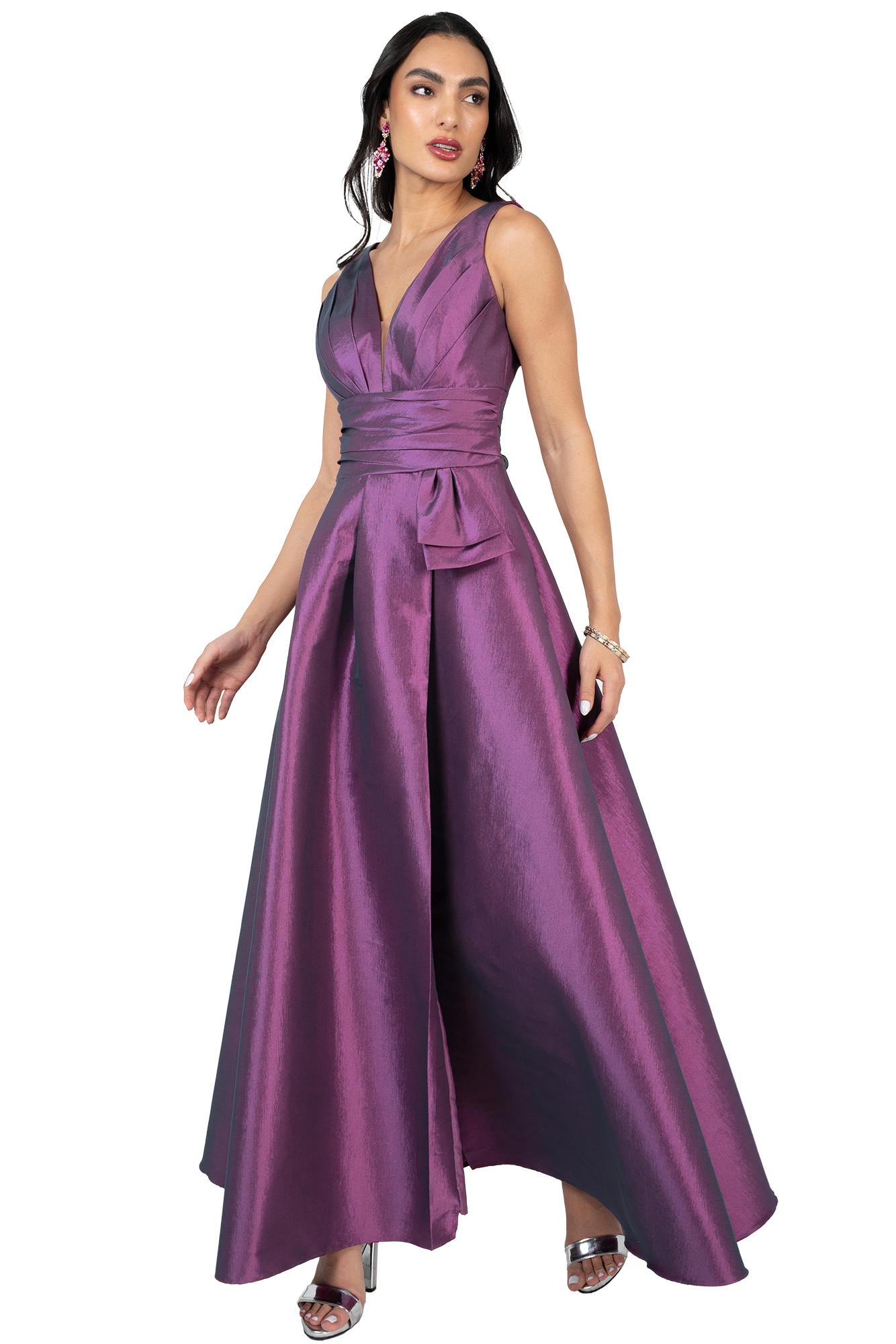 Vestido de Gala en Tafeta Strech con Bolsas - Image 3