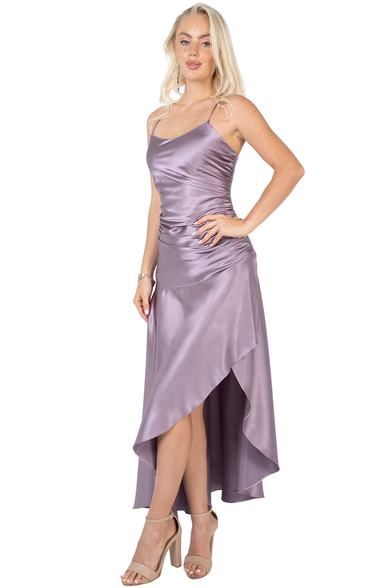 Vestido de Graduación Asimétrico en Satín