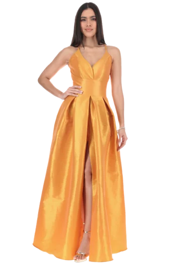 Vestido Largo Dama de Honor Tafeta Stretch Escote Cisne