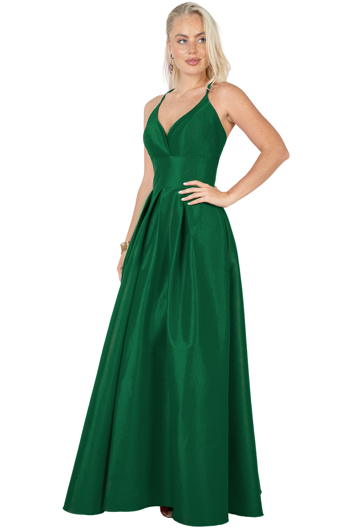 Vestido Largo Dama de Honor Tafeta Stretch Escote Cisne - Image 3