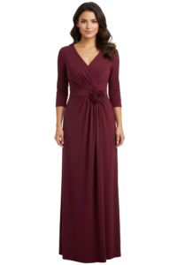 vestido-largo-cocktail-vino-manga-3/4-licra-ity-way-escote-v-massima