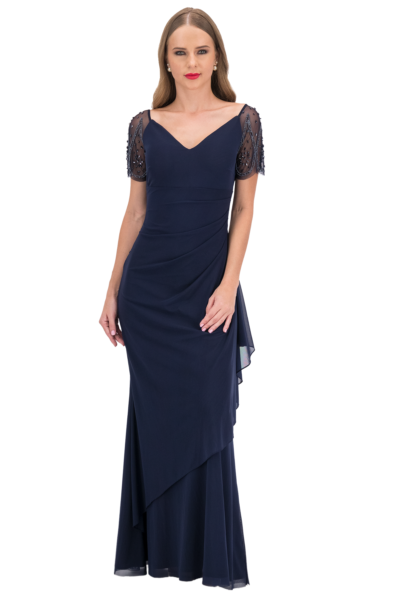 vestido-largo-cocktail-verde-menta-asimetrico-capas-escote-v-manga-transparencia-massima