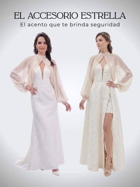 Ese toque maestro que transforma tu look nupcial y te da total confianza en tu gran día. Nuestras mangas y capas de gasa con cuello alto son la solución perfecta para esas novias que buscan elegancia, comodidad y versatilidad sin perder el protagonismo de su vestido.🛒 Explora nuestra colección nupcial y accesorios en nuestra tienda en línea