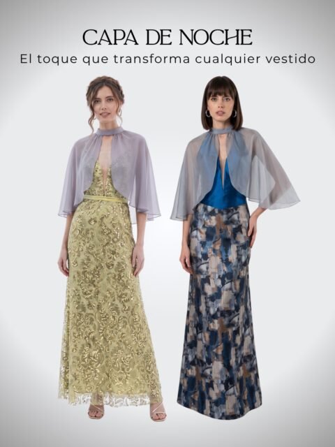 ✨ CAPA DE NOCHE: El toque que transforma cualquier vestido. 👑¿Buscas elevar tu look de fiesta o cubrir tus hombros con total elegancia para la ceremonia? Un complemento de gala como la capa de gasa es el secreto para reinventar tus vestidos de noche y darle una dimensión completamente nueva a tu outfit.Es la prenda multifuncional perfecta para tus eventos de temporada.