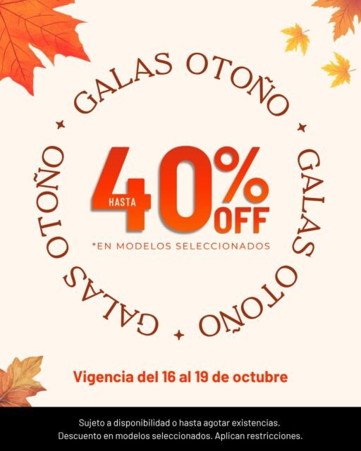 ¡𝗛𝗢𝗬 𝗜𝗡𝗜𝗖𝗜𝗔𝗡 𝗟𝗔𝗦 𝗚𝗔𝗟𝗔𝗦 𝗗𝗘 𝗢𝗧𝗢𝗡̃𝗢ⵑ 🍂✨La oportunidad que esperabas para renovar tu clóset de gala ha llegado. Disfruta de hasta 𝟰𝟬% 𝗢𝗙𝗙 en vestidos de fiesta y gala seleccionados de #Massima.📅 Válido únicamente del 𝟭𝟲 𝗮𝗹 𝟭𝟵 𝗱𝗲 𝗼𝗰𝘁𝘂𝗯𝗿𝗲 (o hasta agotar existencias).
👉 Encuentra tu vestido ideal en nuestra tienda en línea o visítanos en sucursales. 🛍️