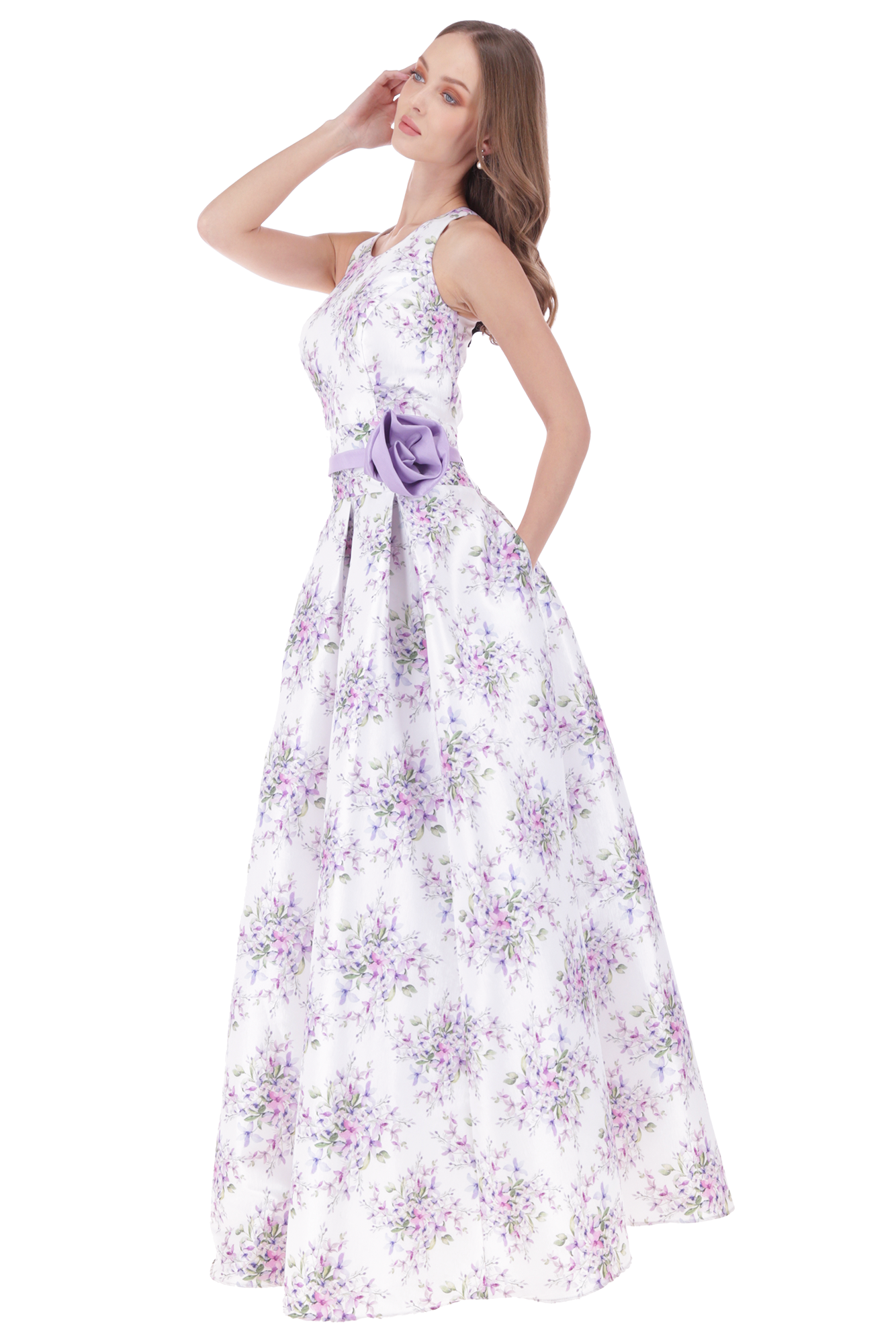 Vestido Largo Estampado Floral Madrina - Image 3