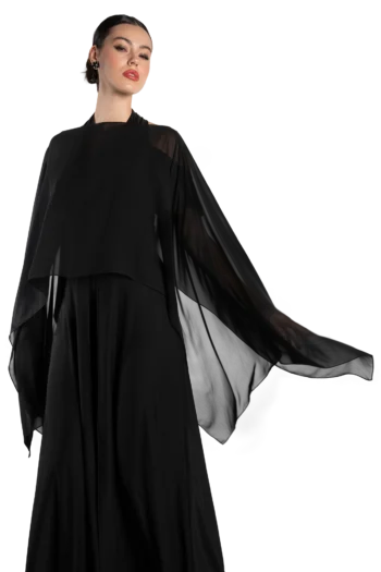 Chalina para vestidos de noche fluida en chiffon transparente modelo