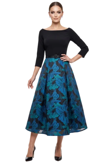 vestido-midi-elegante-espalda-cerrada-manga-tres-cuartos-massima