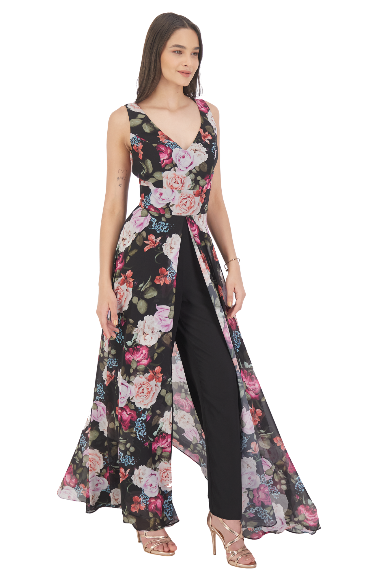 Jumpsuit con Sobrefalda Estampada Floral - Imagen 3