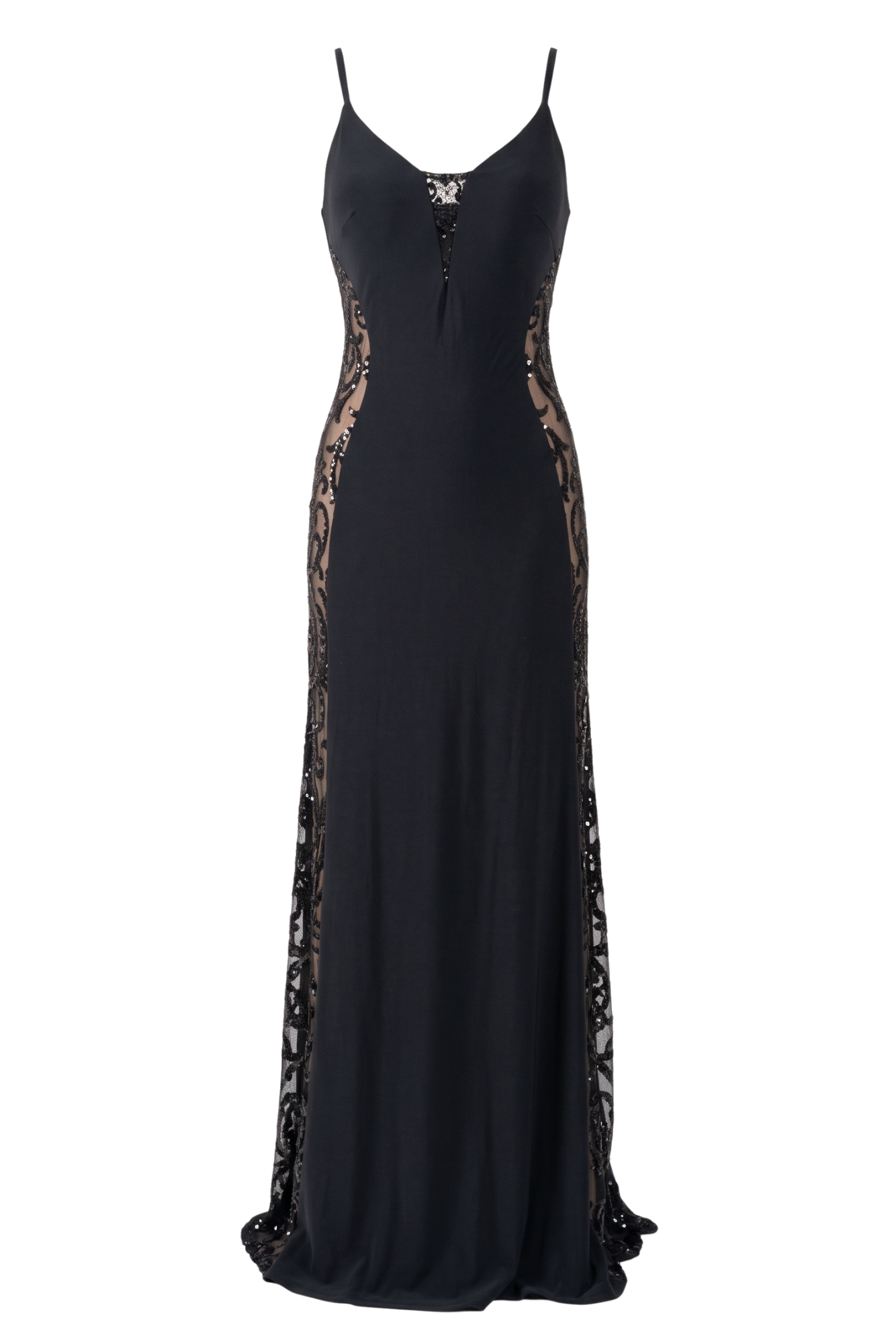 Vestido de Fiesta Negro con Transparencia en Costados - Imagen 3