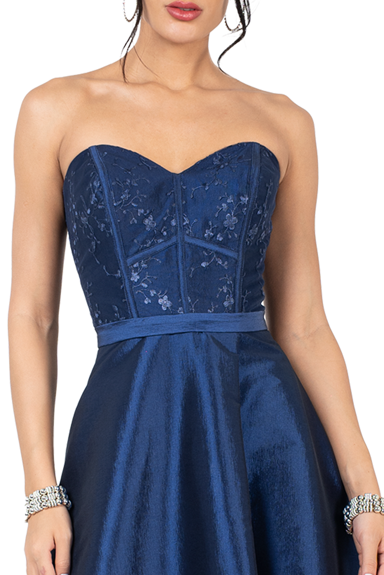 Vestido de Gala Strapless con Corset Bordado - Imagen 4